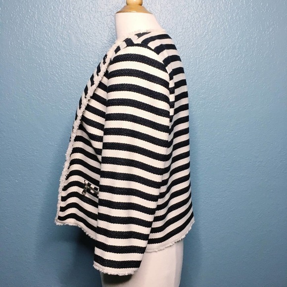 Metaphor Striped Fringe Zipper Pocket Blazer - Picture 4 of 6